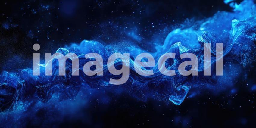 Celestial Currents: A Dynamic Flow of Blue Particles, Reminiscent of Cosmic Nebulae, Swirls and Dances Across a Dark Canvas, Evoking a Sense of Otherworldly Wonder