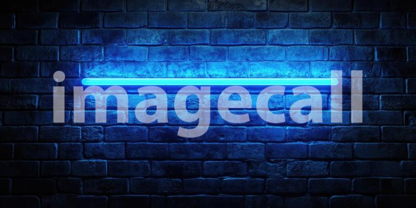 Neon Glow on Brick: A Vibrant Blue Neon Sign, Mounted Against a Rustic Brick Wall, Casts a Luminous Glow, Creating a Striking Contrast of Textures and Tones