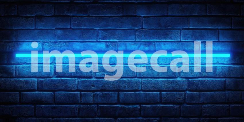 Neon Glow on Brick: A Vibrant Blue Neon Sign, Mounted Against a Rustic Brick Wall, Casts a Luminous Glow, Creating a Striking Contrast of Textures and Tones