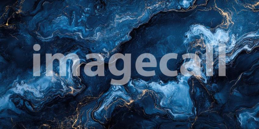 A Celestial Tapestry: An Abstract Masterpiece of Blue and Gold, Evoking the Cosmic Dance of Nebulae and Stardust