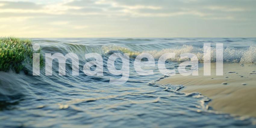 The Ocean's Whisper: A Gentle Wave, Laden with Foamy Foam, Licks the Sandy Shore, Whispering Tales of the Endless Sea