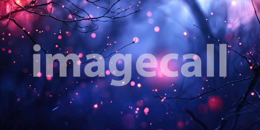 A Wintery Glow: Twinkling Lights Illuminate Bare Branches Against a Twilight Sky, Casting a Magical Spell and Evoking the Spirit of the Festive Season