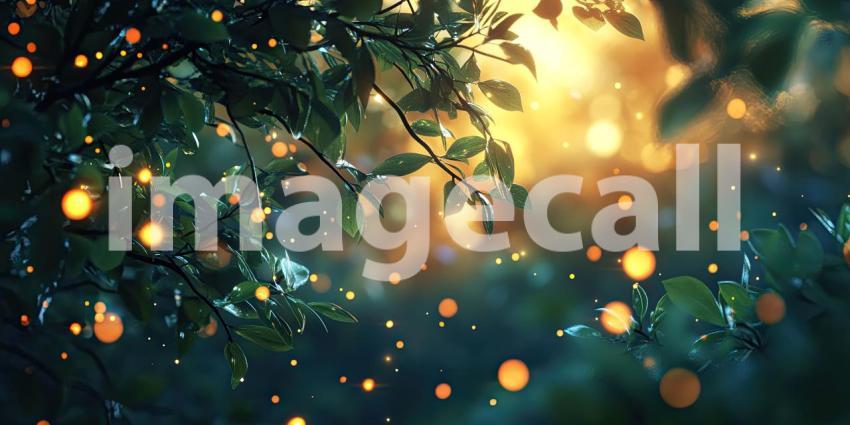 A Wintery Glow: Twinkling Lights Illuminate Bare Branches Against a Twilight Sky, Casting a Magical Spell and Evoking the Spirit of the Festive Season