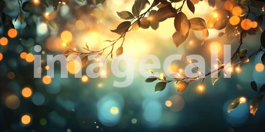 A Wintery Glow: Twinkling Lights Illuminate Bare Branches Against a Twilight Sky, Casting a Magical Spell and Evoking the Spirit of the Festive Season