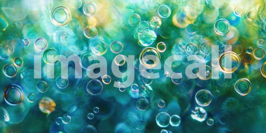 A Symphony of Light and Dew: A mesmerizing interplay of golden bokeh and glistening water droplets creates a vibrant, abstract composition on a verdant green backdrop