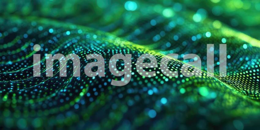 A Symphony of Light and Dew: A mesmerizing interplay of golden bokeh and glistening water droplets creates a vibrant, abstract composition on a verdant green backdrop