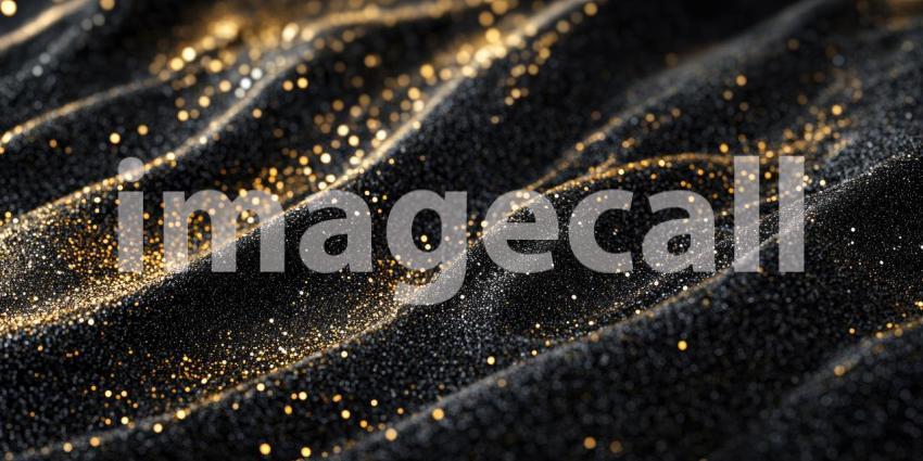 A Sea of Stardust: A mesmerizing abstract landscape of undulating black, speckled with shimmering gold, evokes a sense of celestial wonder and cosmic luxury