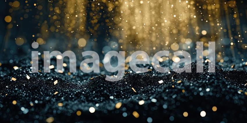 A Sea of Stardust: A mesmerizing abstract landscape of undulating black, speckled with shimmering gold, evokes a sense of celestial wonder and cosmic luxury