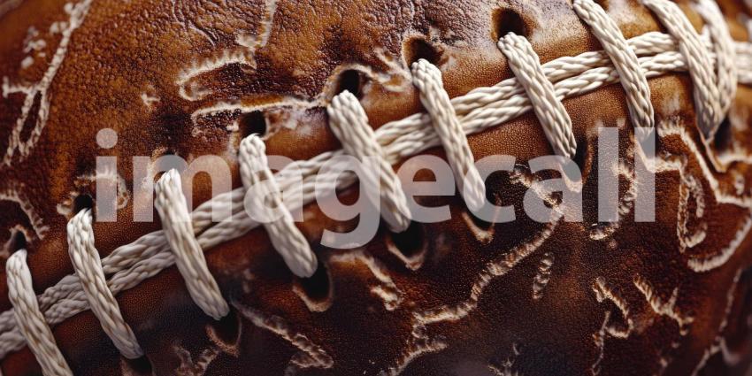 A Touch of History: A Close-Up of a Well-Worn Leather Football, Its Stitching and Grain Telling Stories of Past Games and Gritty Glory