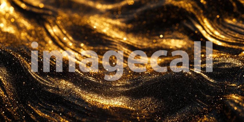 A Sea of Stardust: A mesmerizing abstract landscape of undulating black, speckled with shimmering gold, evokes a sense of celestial wonder and cosmic luxury