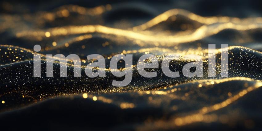 A Sea of Stardust: A mesmerizing abstract landscape of undulating black, speckled with shimmering gold, evokes a sense of celestial wonder and cosmic luxury