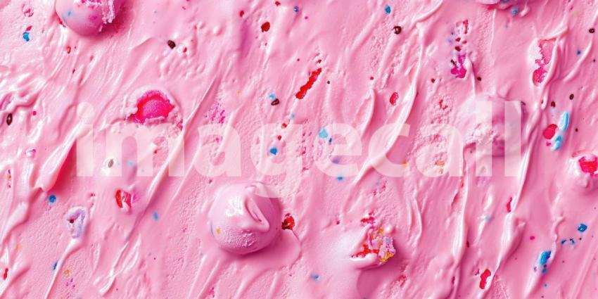 A Swirl of Sweetness: A decadent close-up of pink ice cream, speckled with colorful candies, invites a sensory indulgence