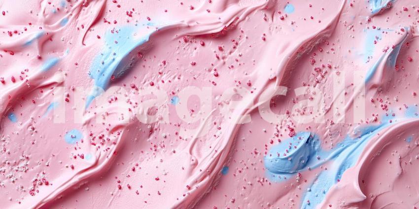 A Swirl of Sweetness: A decadent close-up of pink ice cream, speckled with colorful candies, invites a sensory indulgence