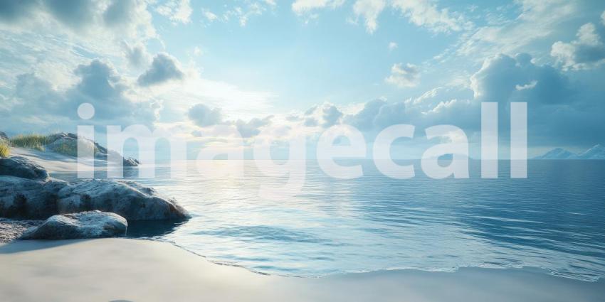 Serene Sunset on the Shore: A lone tree stands sentinel beside a tranquil lake, its silhouette etched against a sky ablaze with golden hues as the sun descends