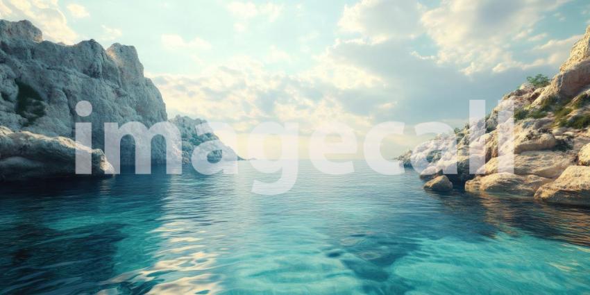 Serene Sunset on the Shore: A lone tree stands sentinel beside a tranquil lake, its silhouette etched against a sky ablaze with golden hues as the sun descends