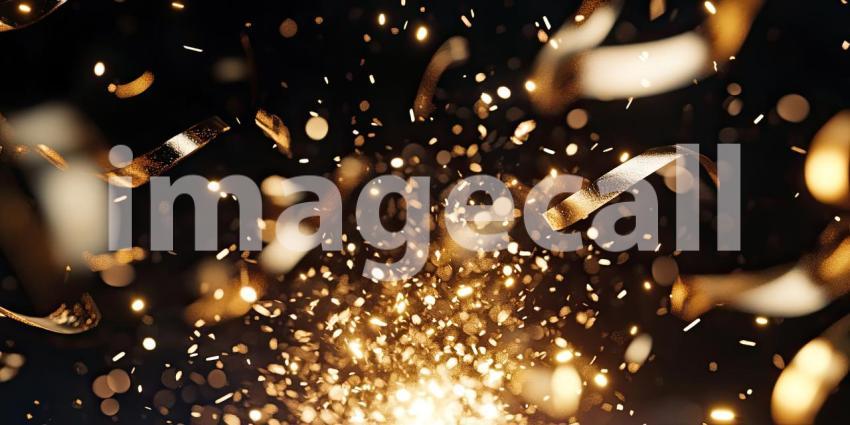 A Golden Shower of Celebration: Confetti bursts forth in a dazzling explosion of color and light, capturing the joyous energy and excitement of a momentous occasion