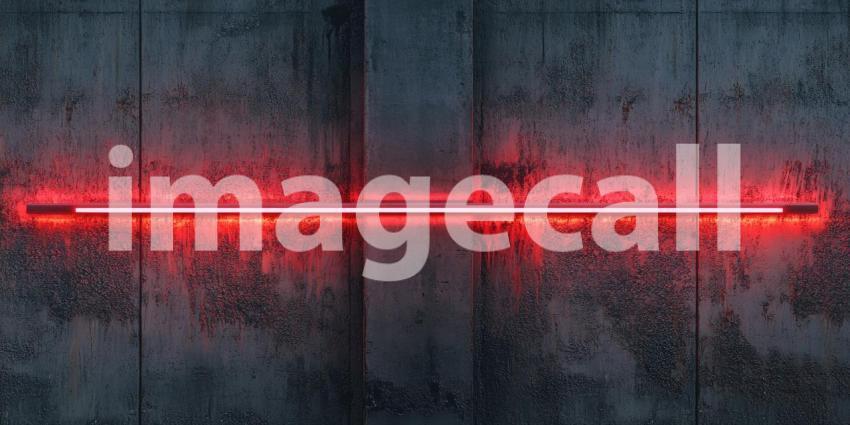 A Line of Red: A single, vibrant red neon light casts a stark glow against a weathered concrete wall, creating a minimalist yet striking composition