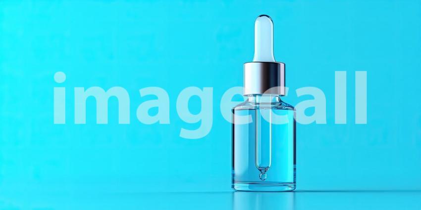 Minimalist Product Photography of Blue Serum Bottle with Dropper