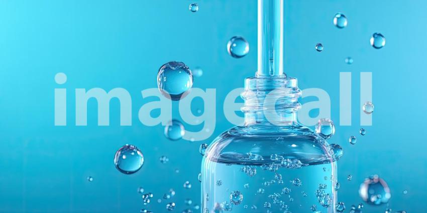 Minimalist Product Photography of Blue Serum Bottle with Dropper