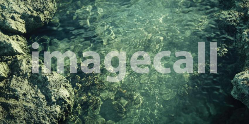 Tranquil Scene of a Natural Pool Hidden in a Lush Tropical Grotto