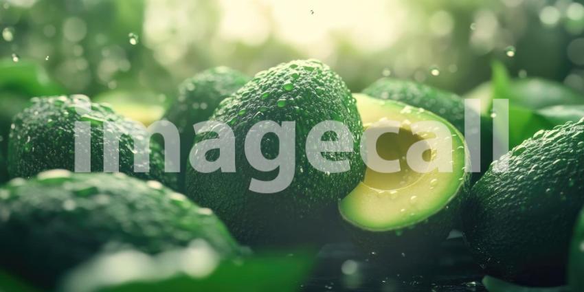 Fresh Avocados with Water Droplets, Ready for the Guacamole Bowl