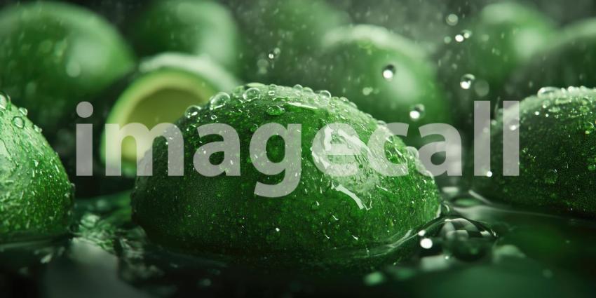 Fresh Avocados with Water Droplets, Ready for the Guacamole Bowl