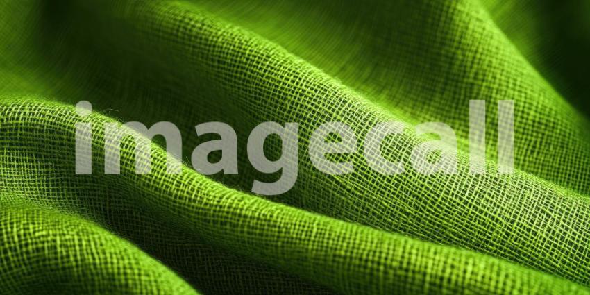 Abstract Green Fabric Texture with Interwoven Threads