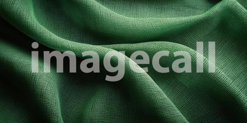 Abstract Green Fabric Texture with Interwoven Threads