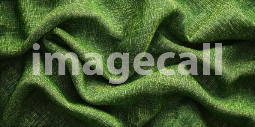 Abstract Green Fabric Texture with Interwoven Threads
