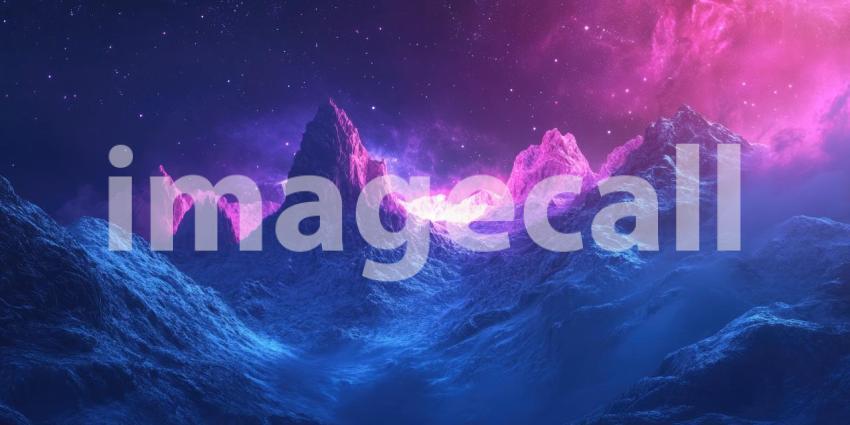 Otherworldly Peaks Under a Cosmic Glow