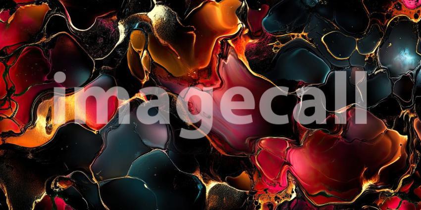 Abstract Ink Art: A Symphony of Blues and Golds