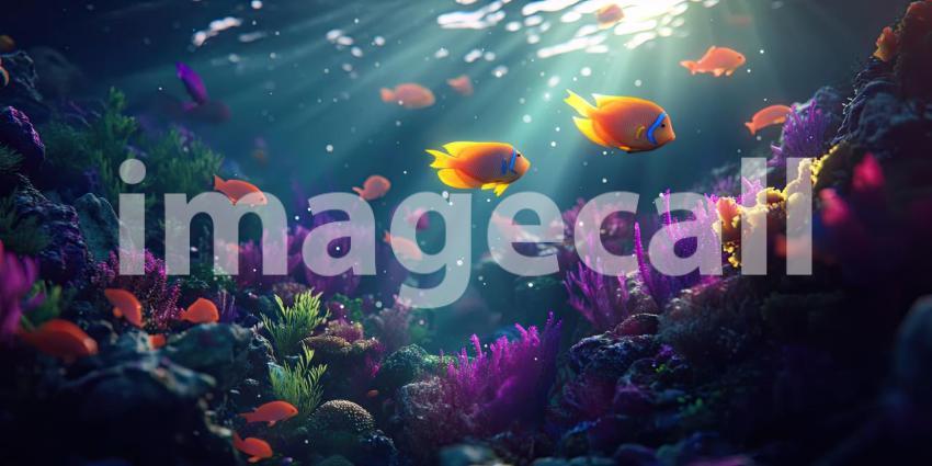 Sunbeams Illuminate a Vibrant Coral Reef Ecosystem