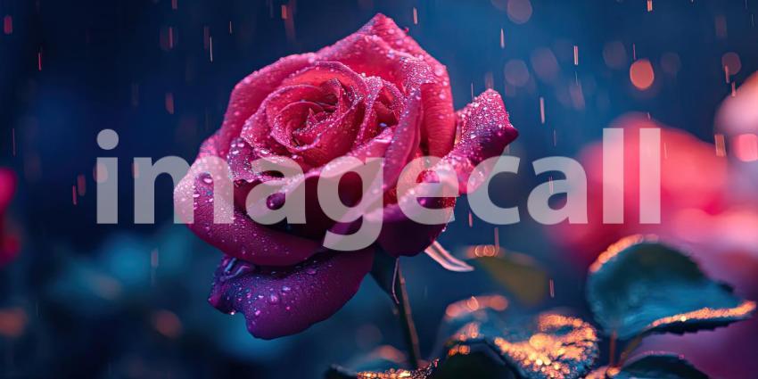 A Dew-Kissed Rose: A Nighttime Bloom in the Rain