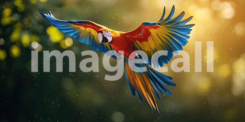 A Rainbow in Flight: A Scarlet Macaw in Motion
