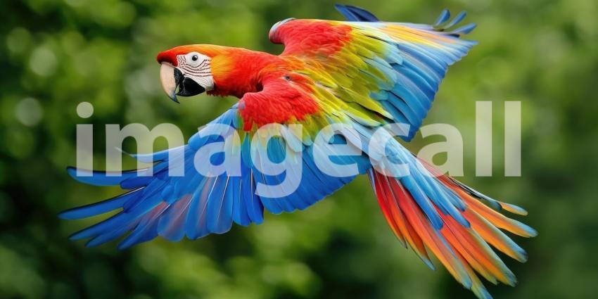 A Rainbow in Flight: A Scarlet Macaw in Motion
