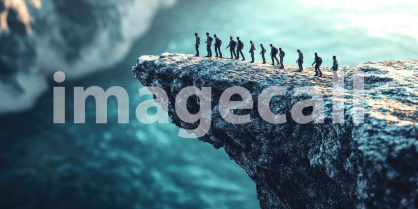 Journey Across the Sky: Silhouettes Walking Hand-in-Hand on a Rope Bridge at Dusk