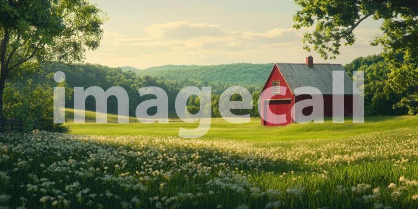 A Sunny Daydream: A Rustic Cottage Nestled in a Verdant Meadow