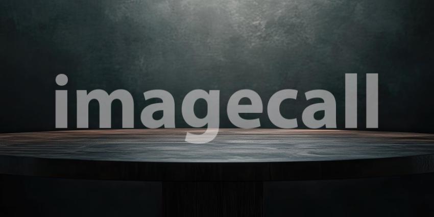 A Rustic Stage: A Wooden Table Bathed in Warm Light Against a Dark, Textured Wall