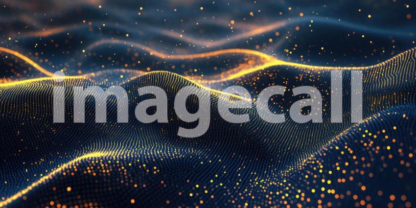 Golden Waves: A Digital Ocean of Light and Data