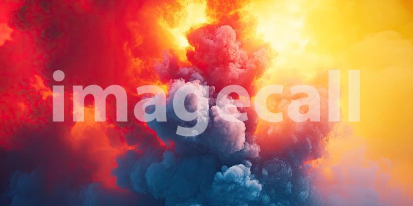 A fiery dance: A vibrant abstract art of swirling red and yellow ink