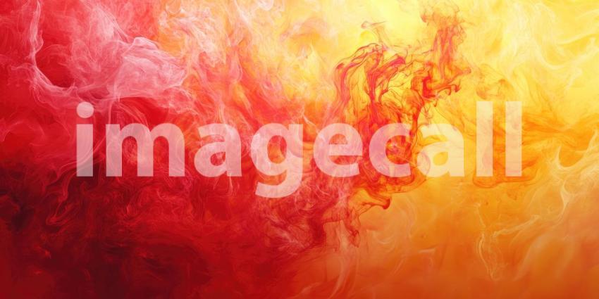 A fiery dance: A vibrant abstract art of swirling red and yellow ink