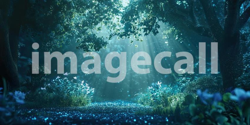 Enchanting Moonlight: A Path Through a Dreamlike Forest