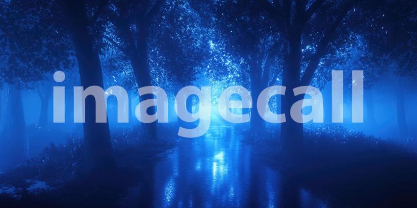 Enchanting Moonlight: A Path Through a Dreamlike Forest