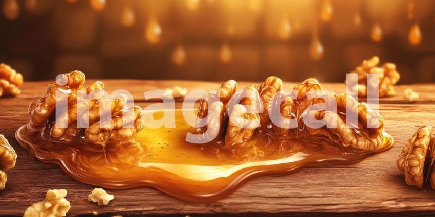 Golden Ambrosia: A Drizzle of Honey on a Bed of Walnuts