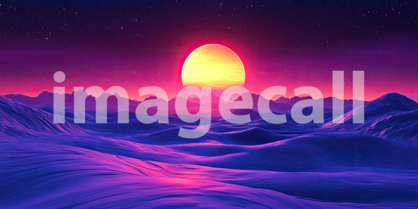 Retro Sunset on an Alien World