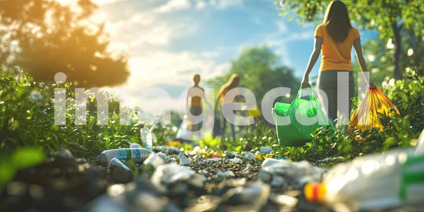 Volunteers Cleaning Up Plastic Waste in Scenic Mountain Area