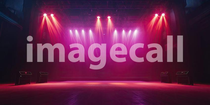 Spotlight on Stage: A Dramatic Scene Illuminated by Crimson Beams