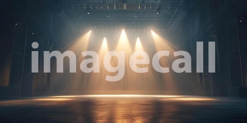 Spotlight on Stage: A Dramatic Scene Illuminated by Crimson Beams