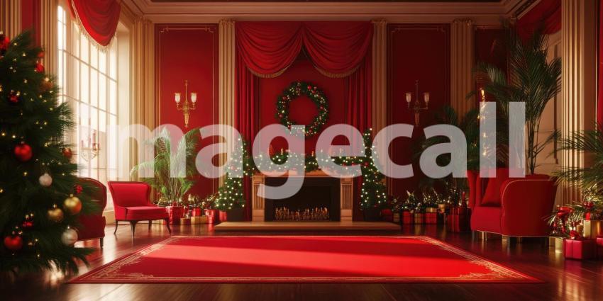 A Crimson Christmas: A Festive Interior with a Touch of Opulence