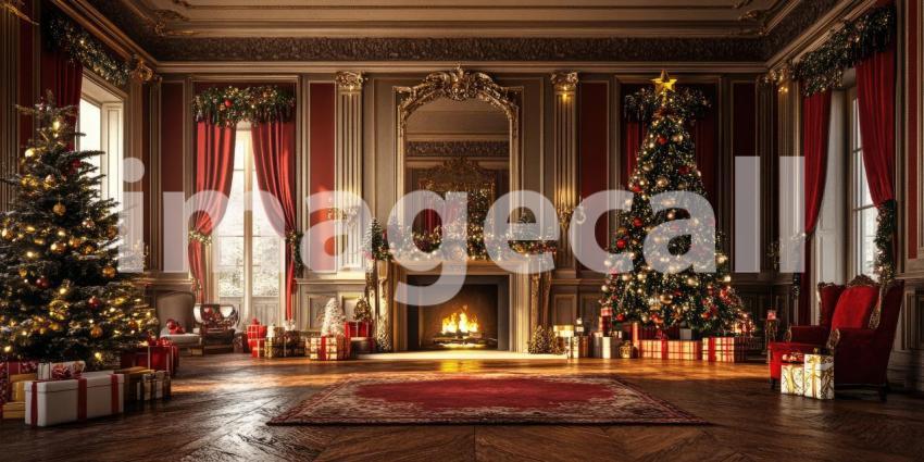 A Crimson Christmas: A Festive Interior with a Touch of Opulence